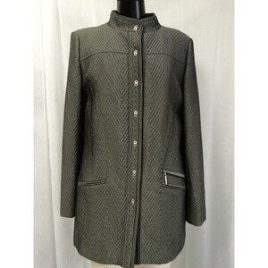 Tesori Designer Women's Coat Gray Quilted Light Weight Snap Closure Size Medium